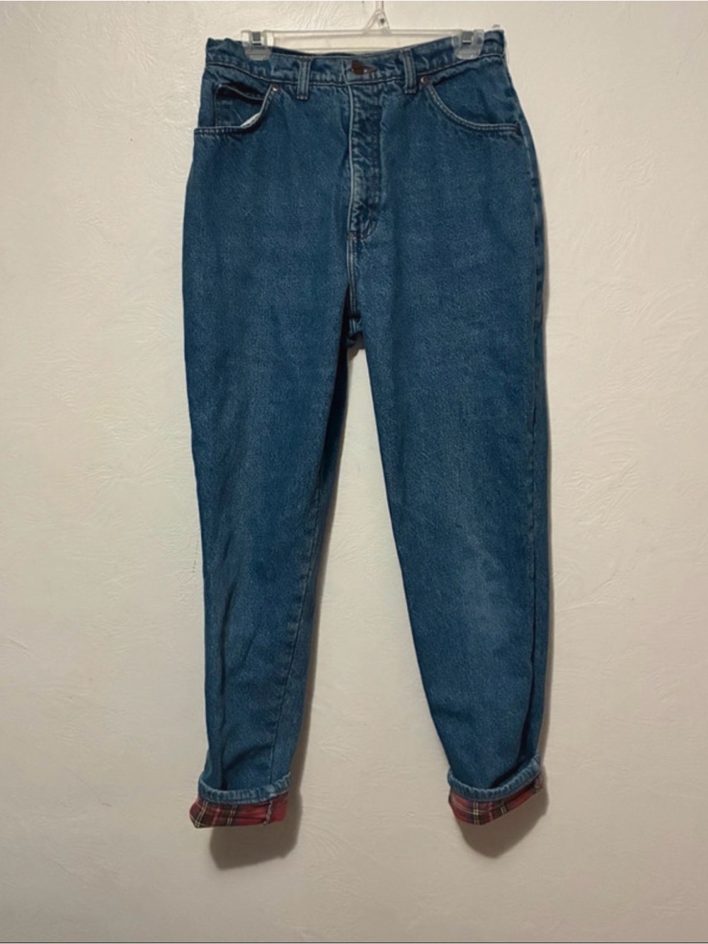 Vintage Lands' End Women's Flannel Lined Dark Blue High Rise Jeans-12